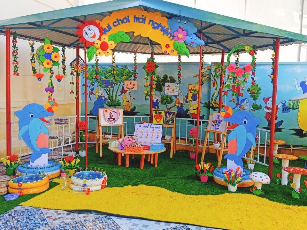Ý tưởng trang trí sân trường mầm non dịp Quốc tế thiếu nhi 1/6