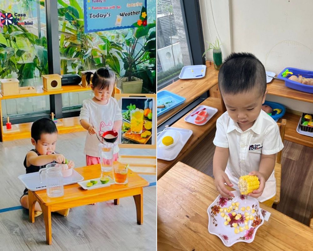 Góc nấu ăn ấn tượng tại trường Casa dei Bambini  